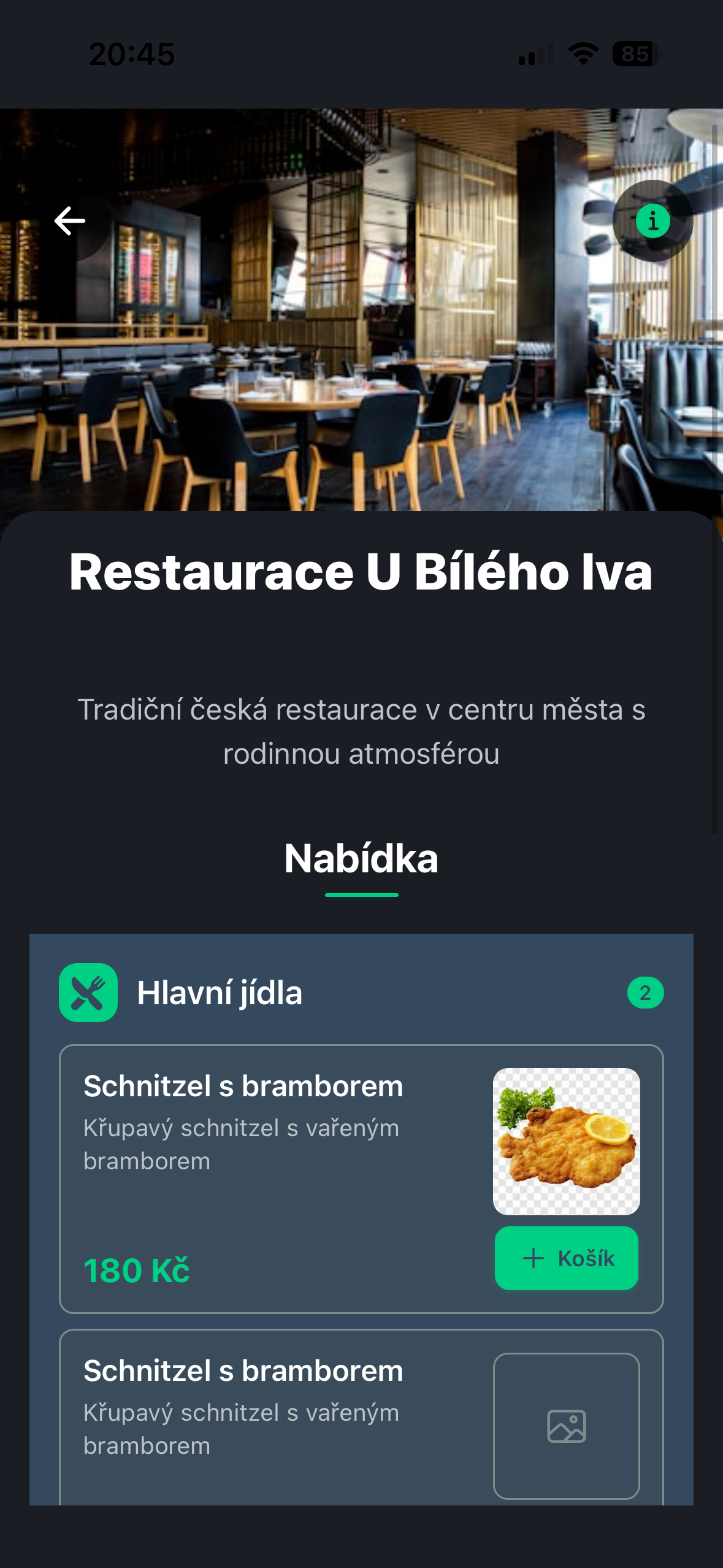 RokycanyGo – detail partnera a výběr kategorie produktů